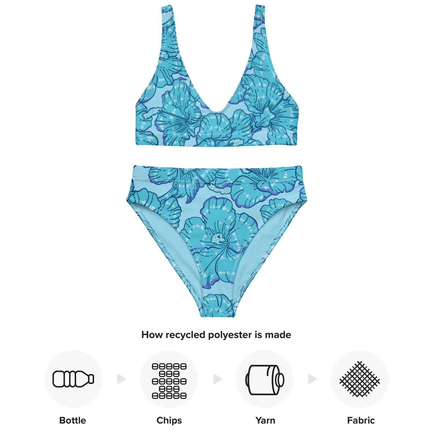 Blue Hibiscus Recycled High-Waisted Bikini