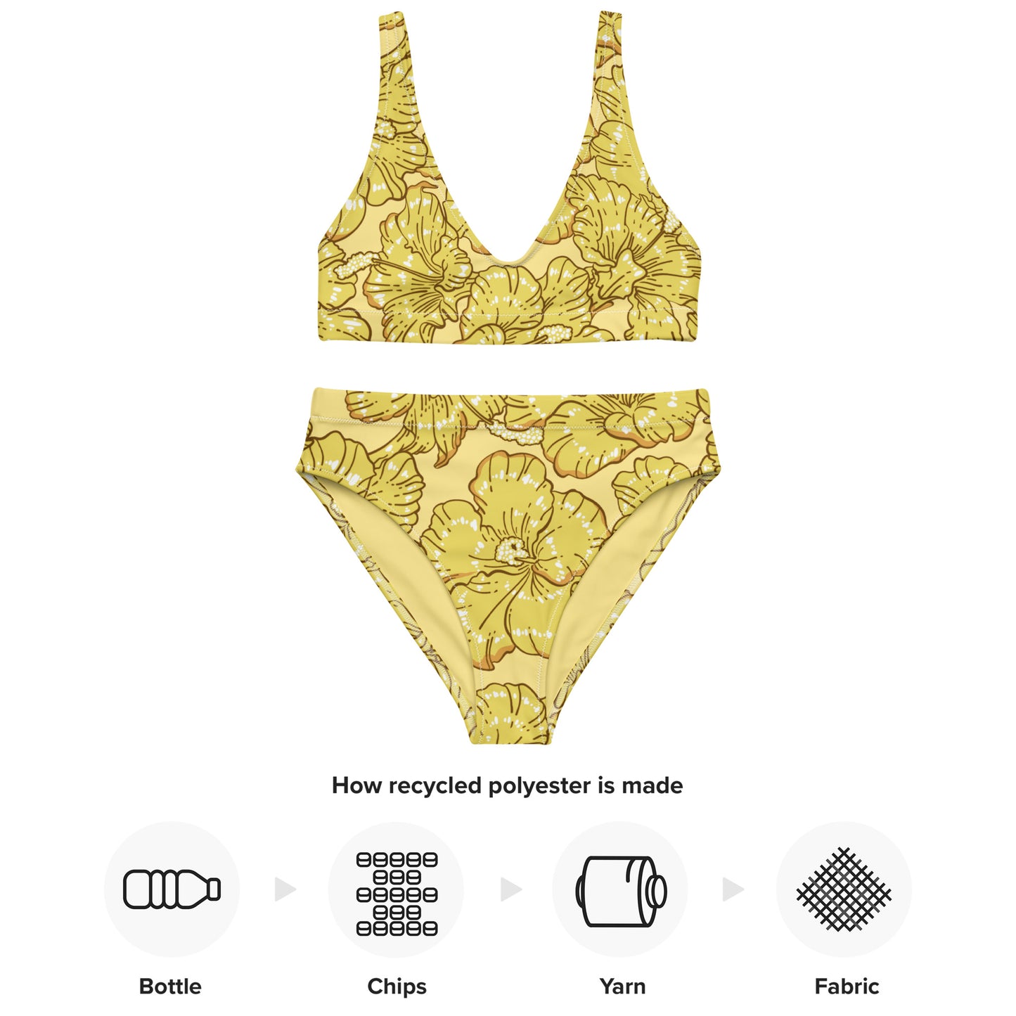 Gold Hibiscus Recycled High-Waisted Bikini