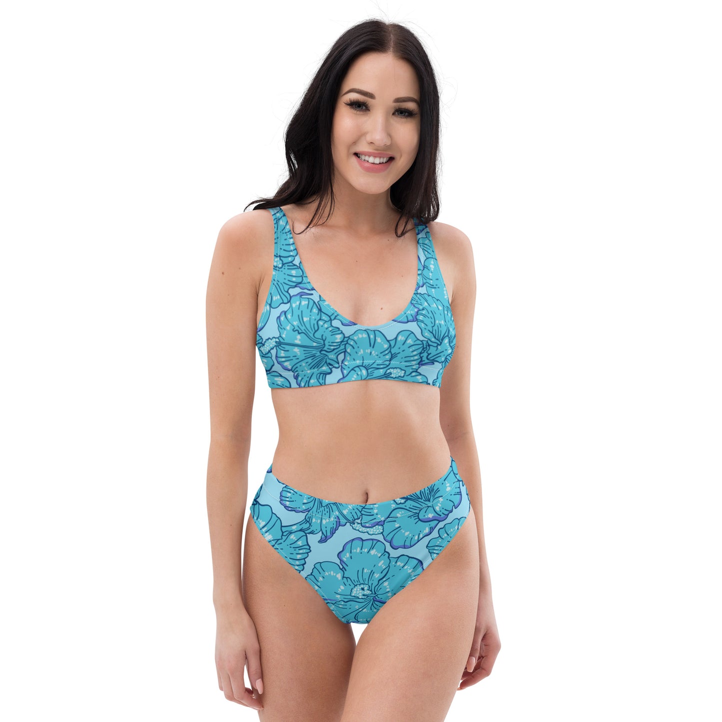 Blue Hibiscus Recycled High-Waisted Bikini