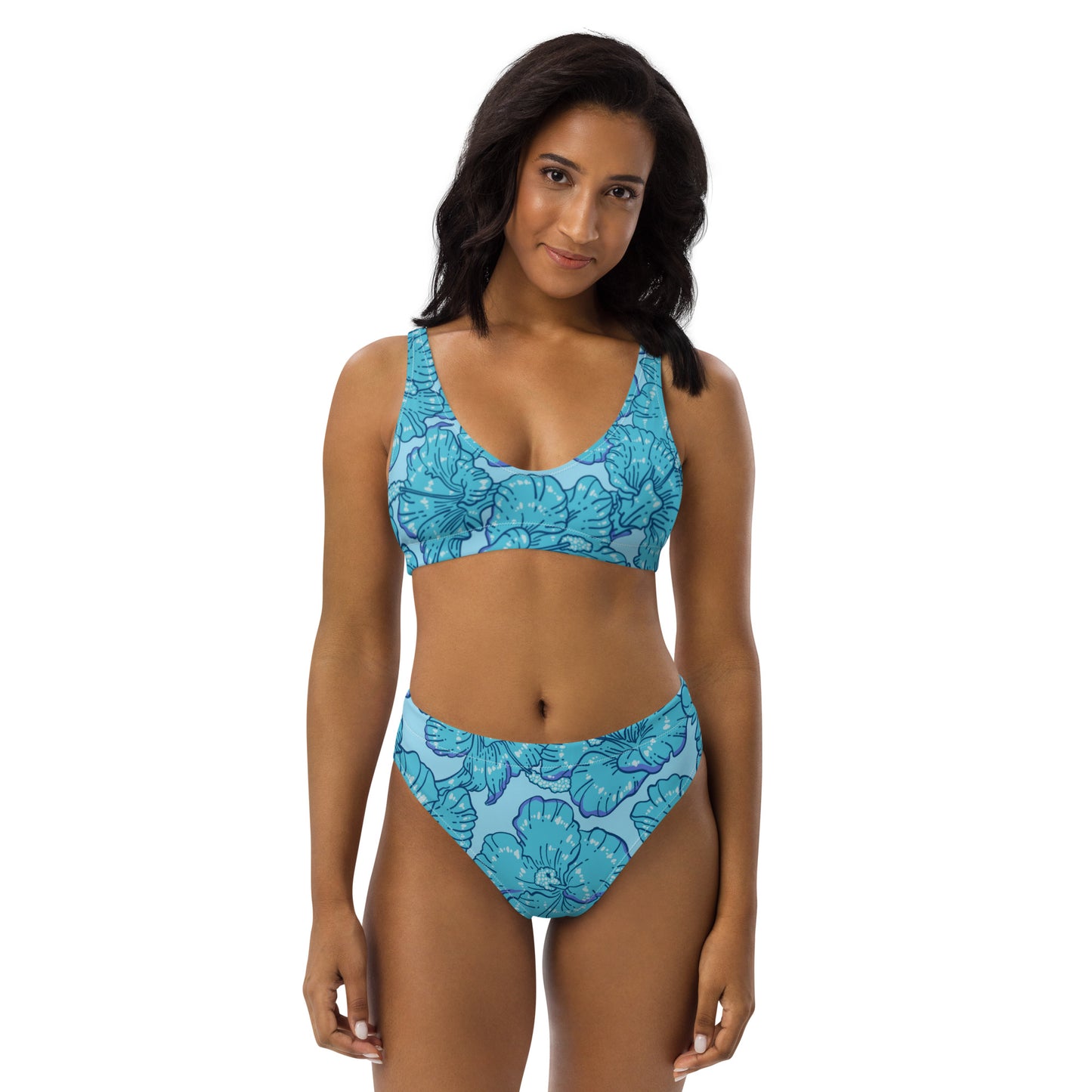 Blue Hibiscus Recycled High-Waisted Bikini