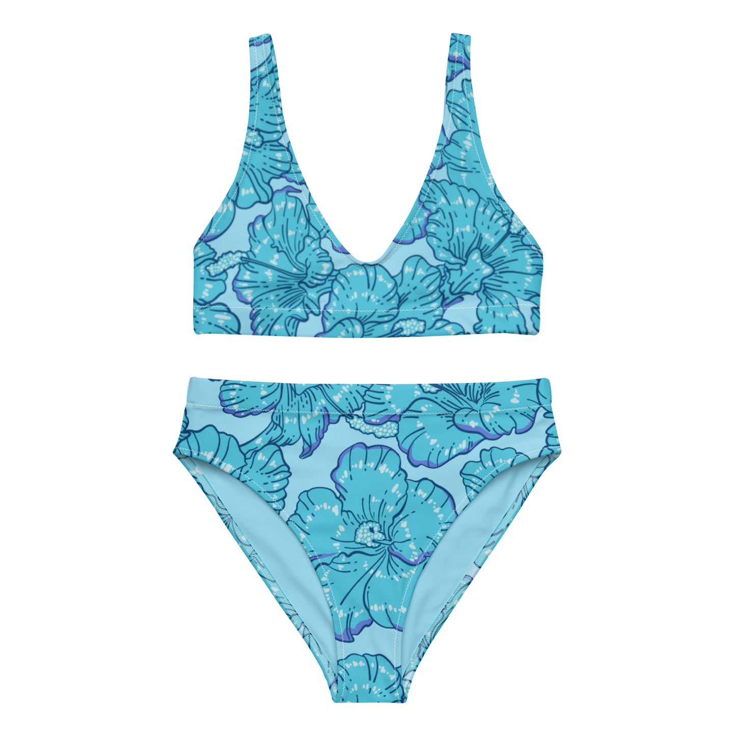 Blue Hibiscus Recycled High-Waisted Bikini