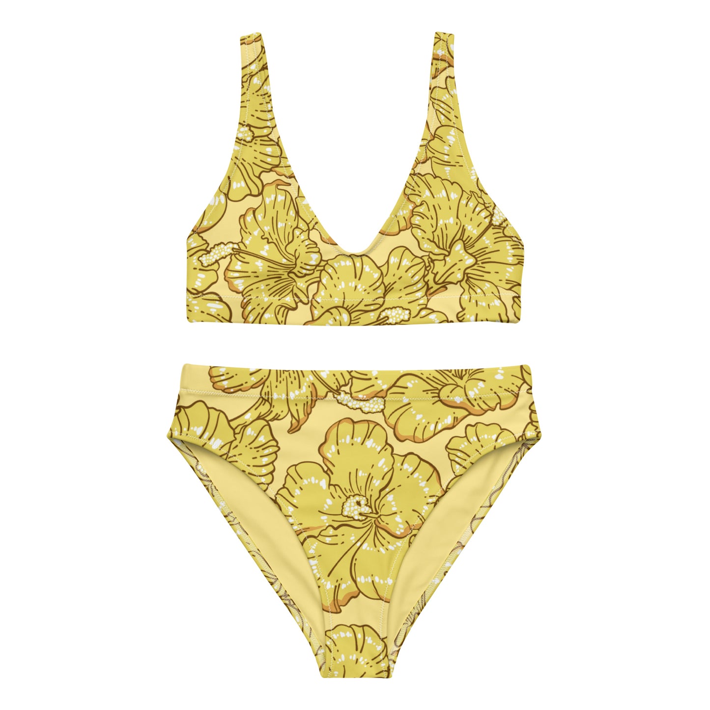 Gold Hibiscus Recycled High-Waisted Bikini