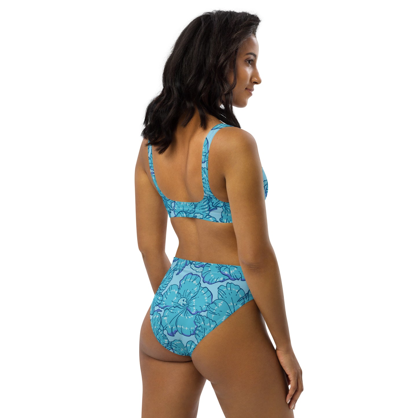 Blue Hibiscus Recycled High-Waisted Bikini