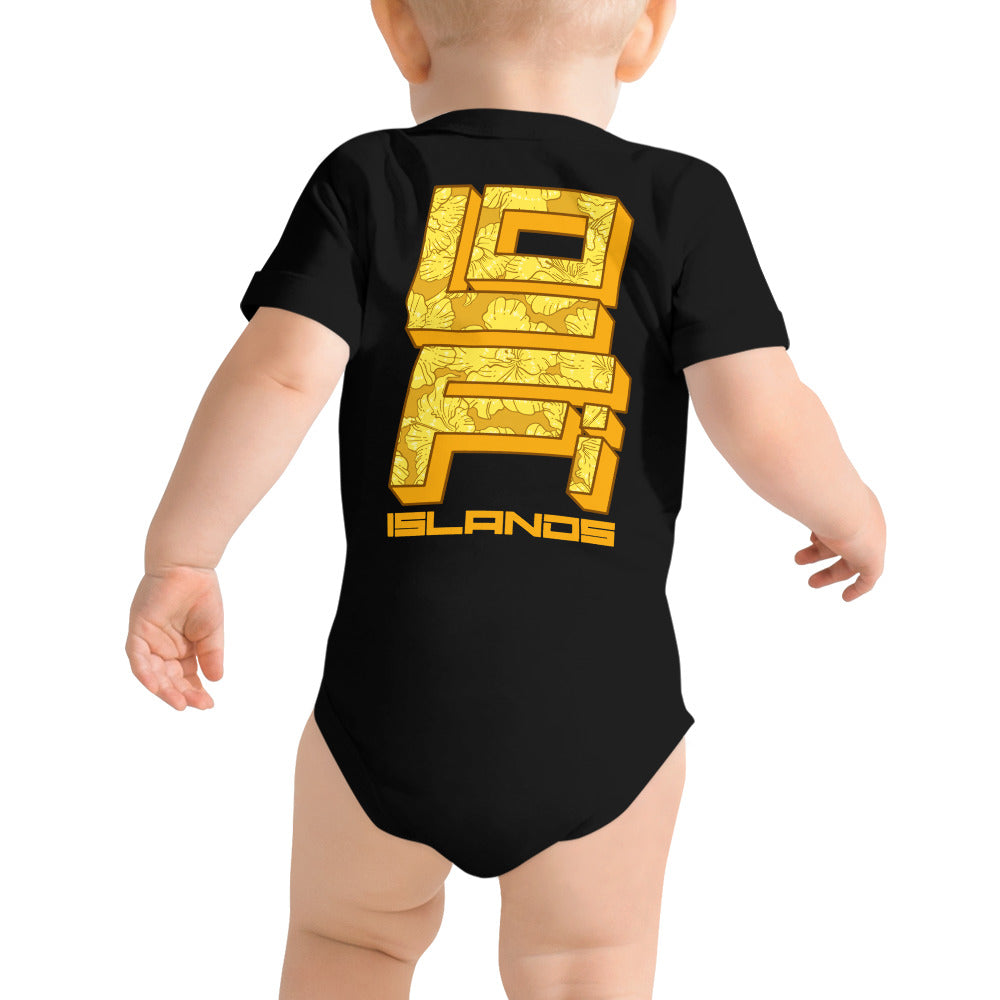 Gold Hibiscus Baby Short Sleeve One Piece