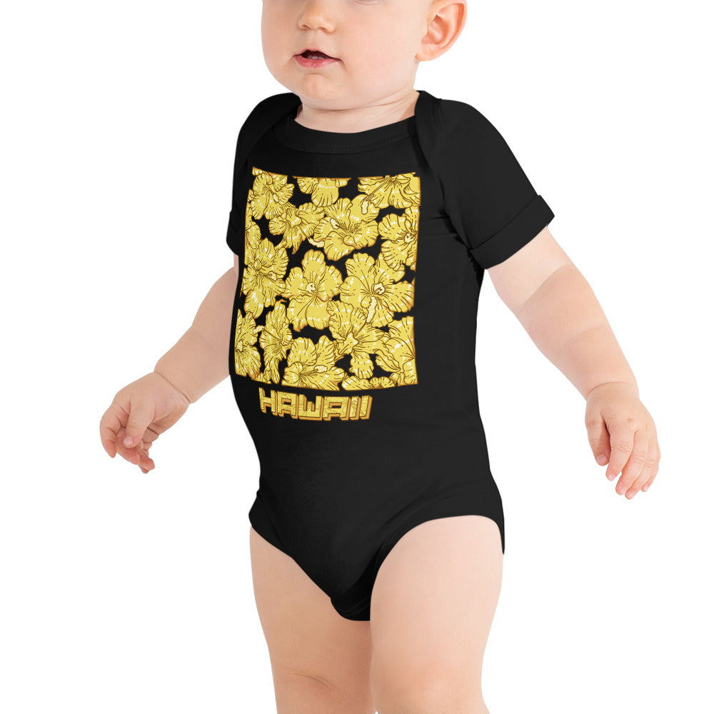 Gold Hibiscus Baby Short Sleeve One Piece