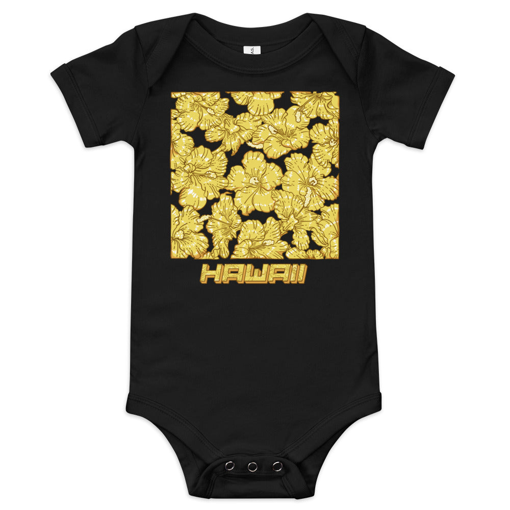 Gold Hibiscus Baby Short Sleeve One Piece