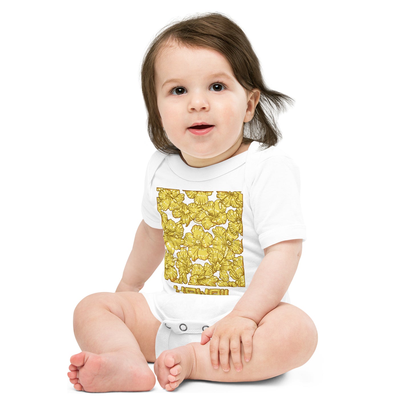 Gold Hibiscus Baby Short Sleeve One Piece