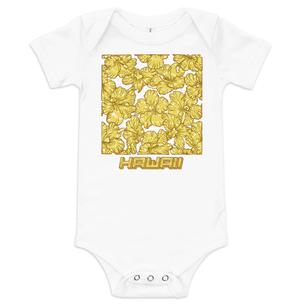 Gold Hibiscus Baby Short Sleeve One Piece