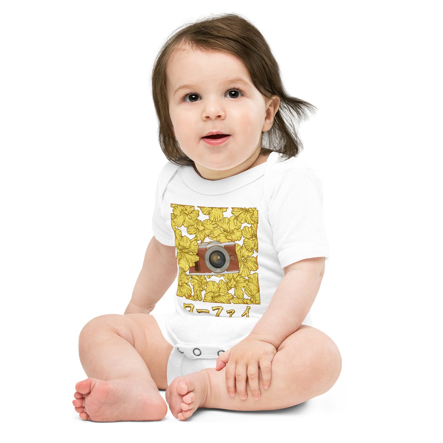 Gold Hibiscus Lo-Fi Camera Baby Short Sleeve One Piece