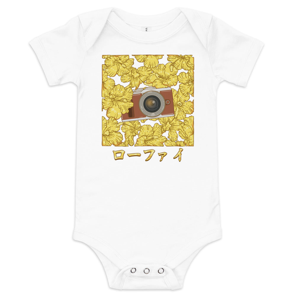 Gold Hibiscus Lo-Fi Camera Baby Short Sleeve One Piece