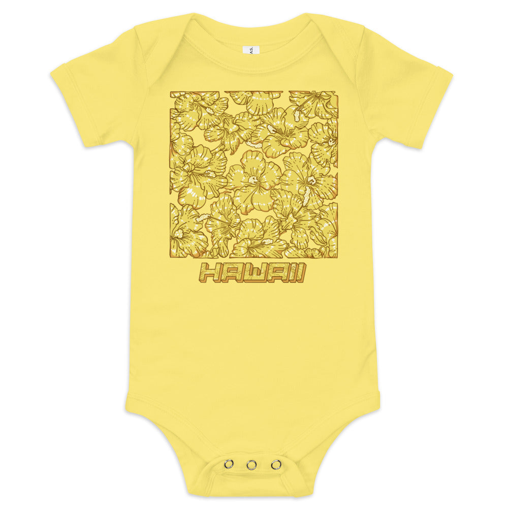 Gold Hibiscus Baby Short Sleeve One Piece