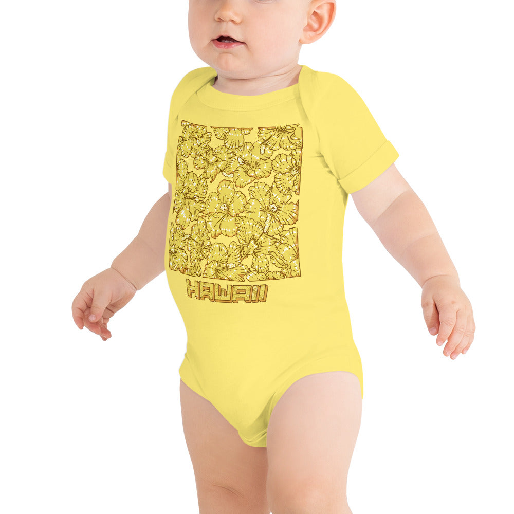 Gold Hibiscus Baby Short Sleeve One Piece