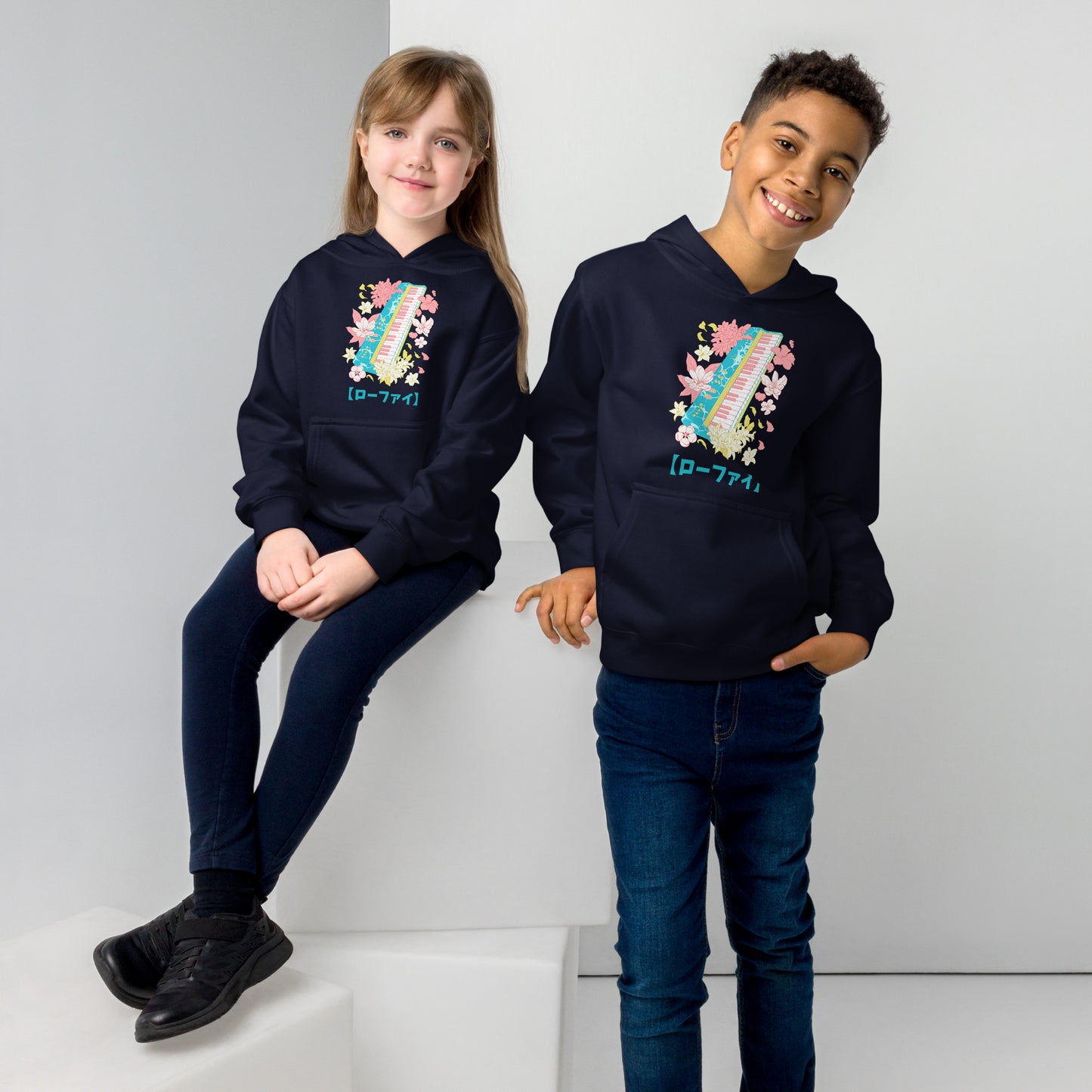 Lo-Fi Islands Keyboard Kids Fleece Hoodie