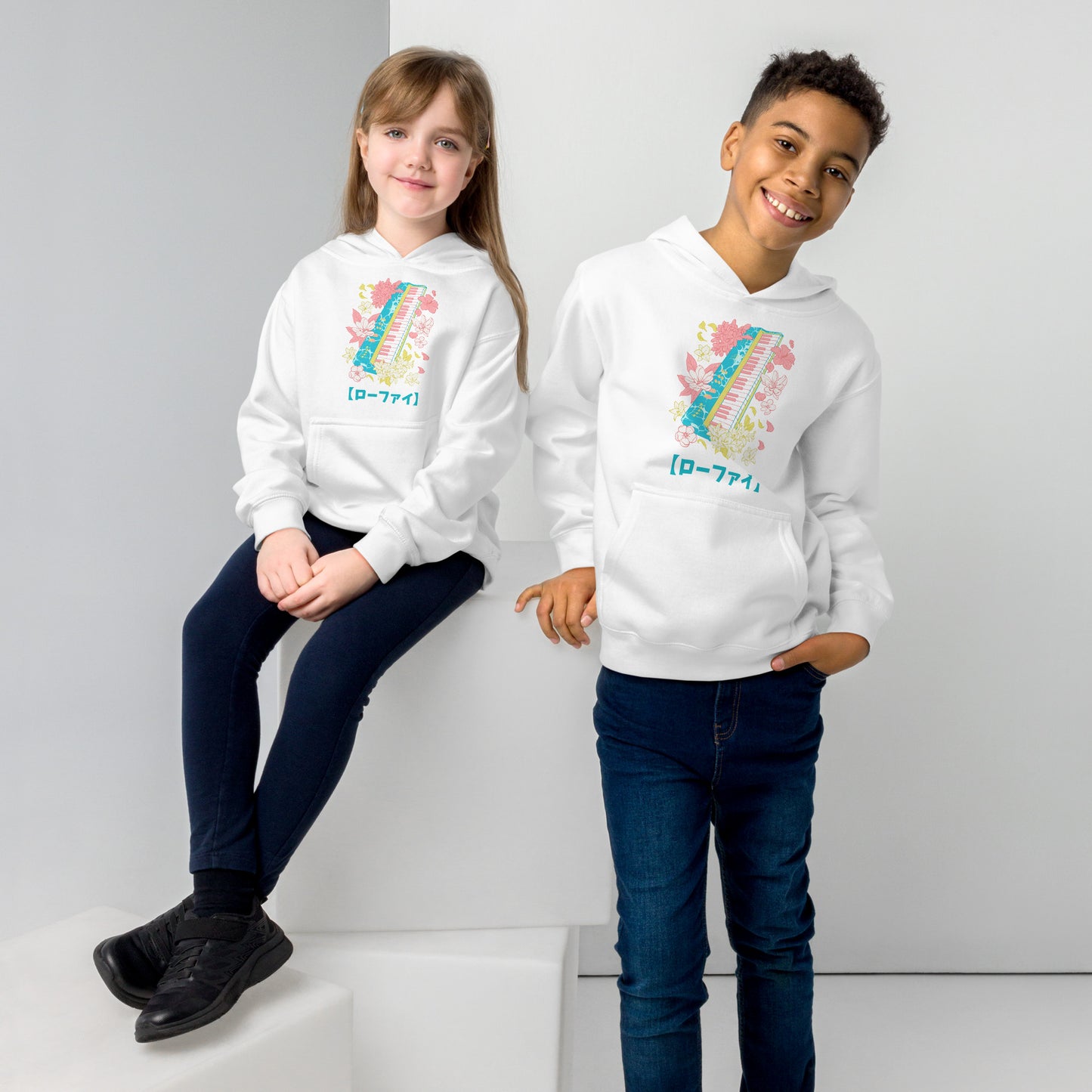 Lo-Fi Islands Keyboard Kids Fleece Hoodie