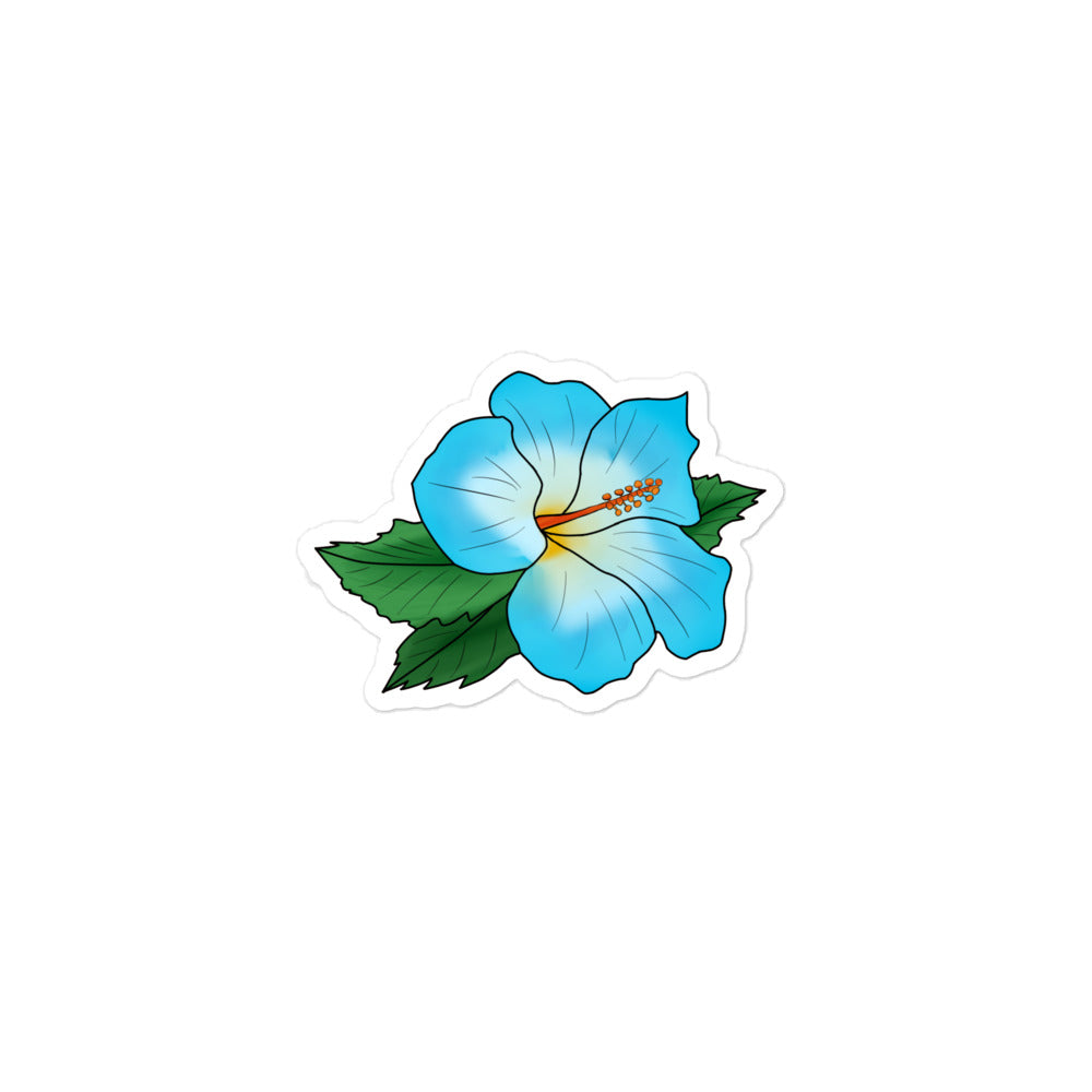 Blue Hibiscus Bubble-Free Stickers