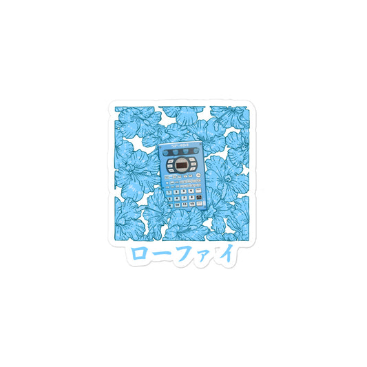 Lo-Fi Blue Hibiscus Bubble-Free Stickers