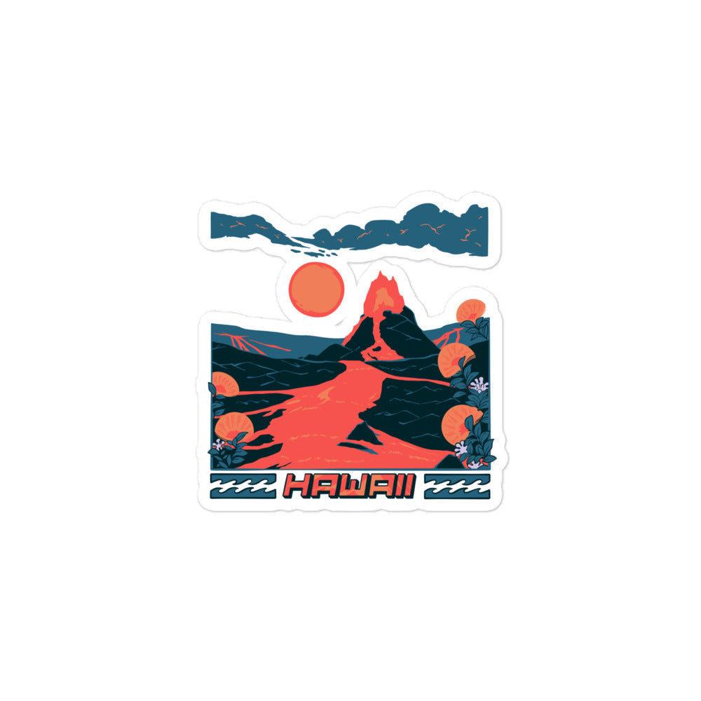 Volcano Hawaii Lava Bubble-Free Stickers