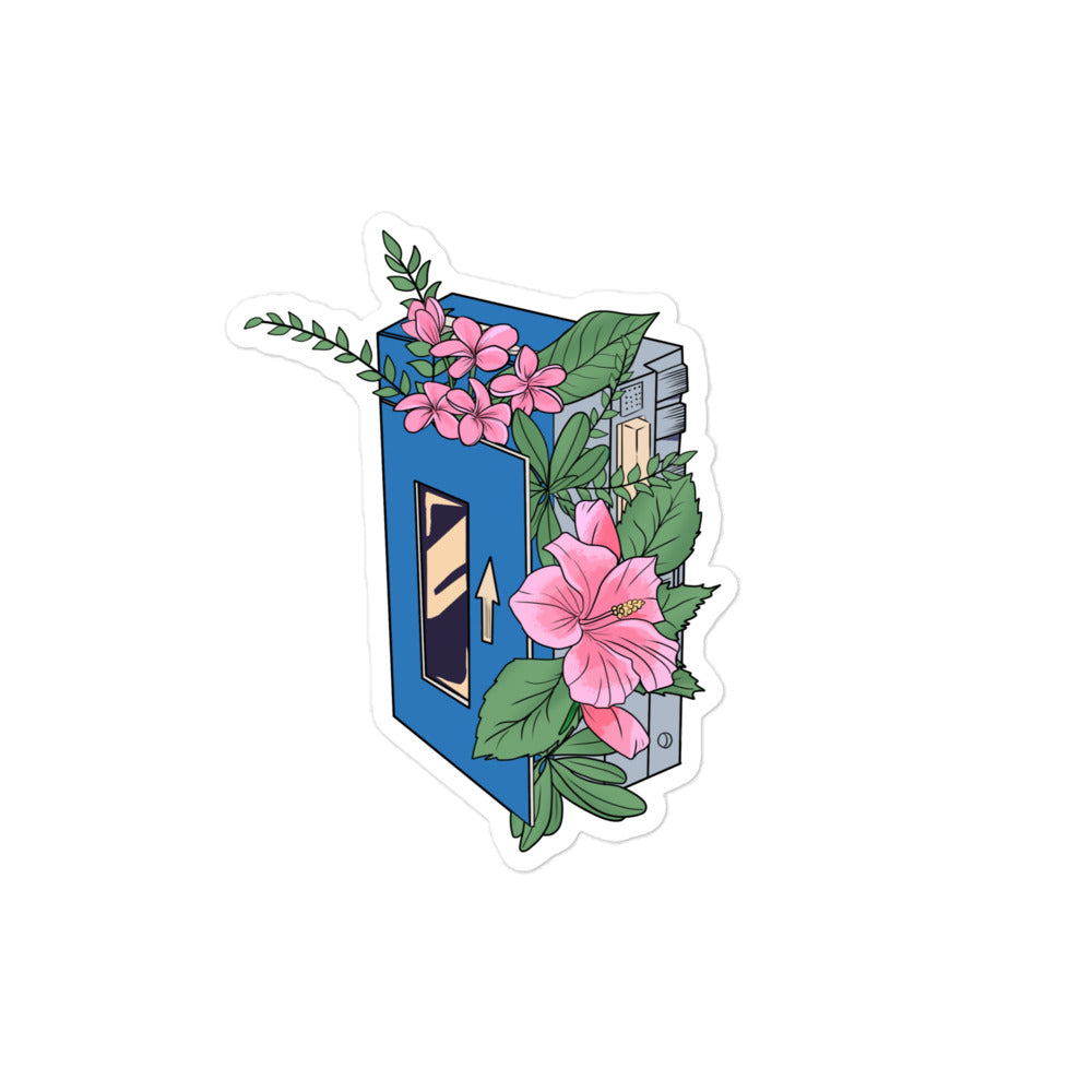 Hibiscus Cassette Blue Bubble-Free Stickers