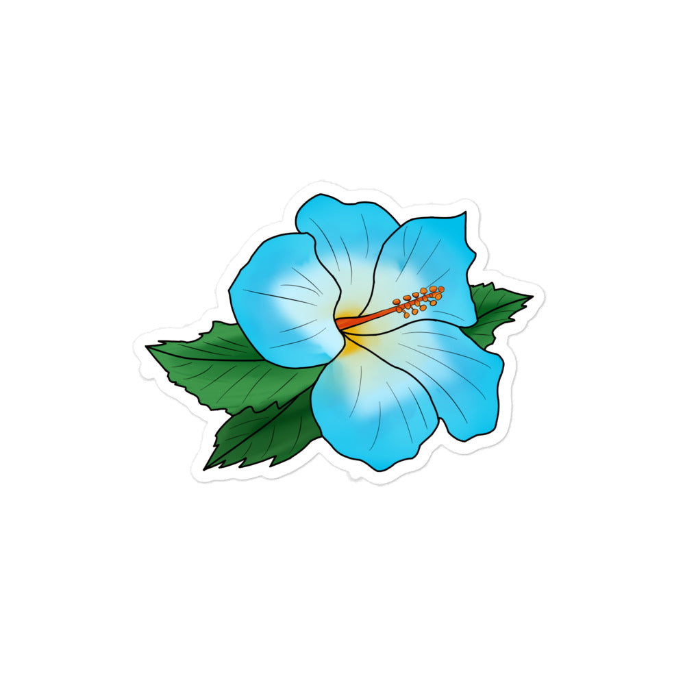 Blue Hibiscus Bubble-Free Stickers