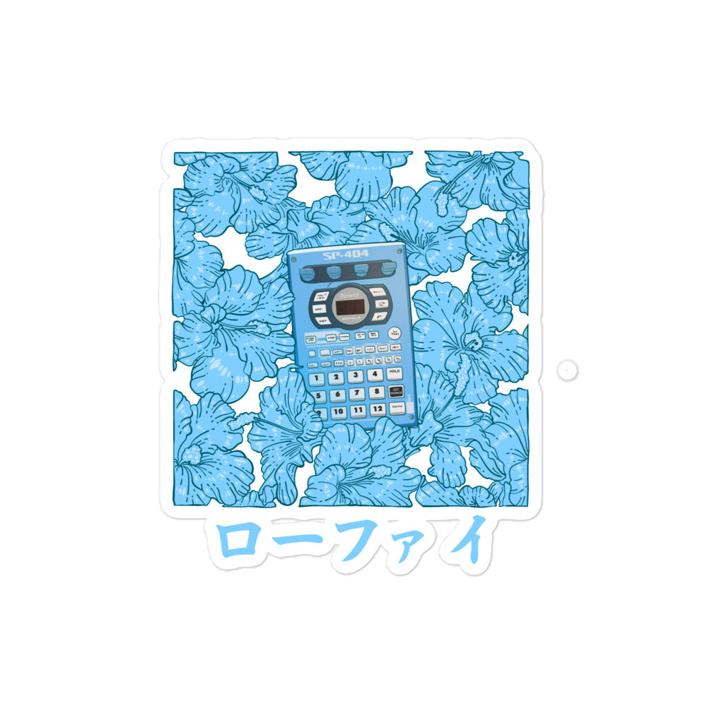 Lo-Fi Blue Hibiscus Bubble-Free Stickers