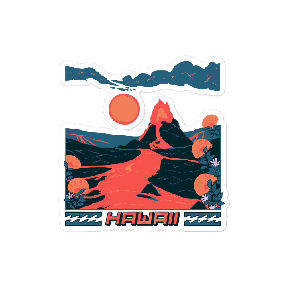 Volcano Hawaii Lava Bubble-Free Stickers