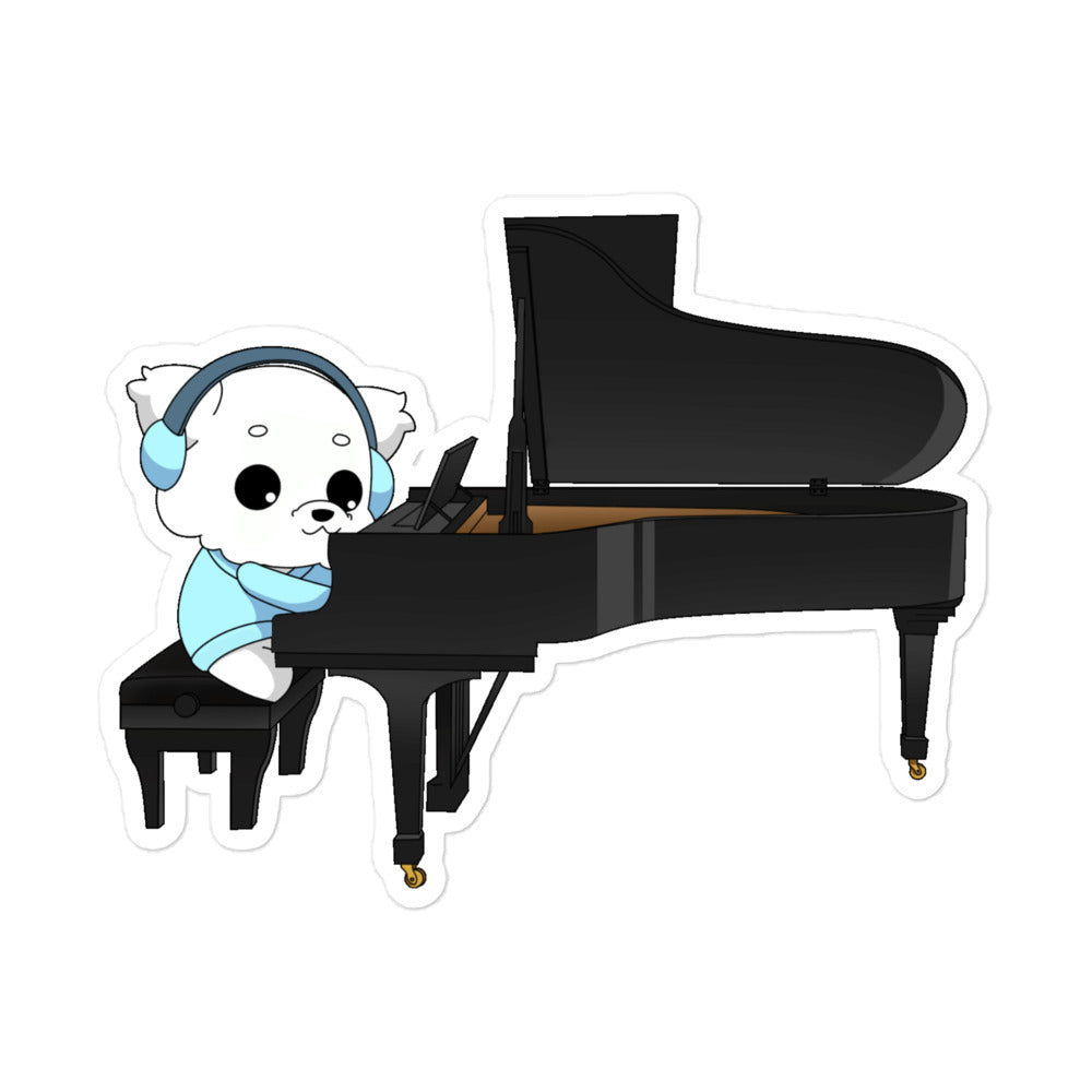 Lo-Fi Puppy Piano Bubble-Free Stickers