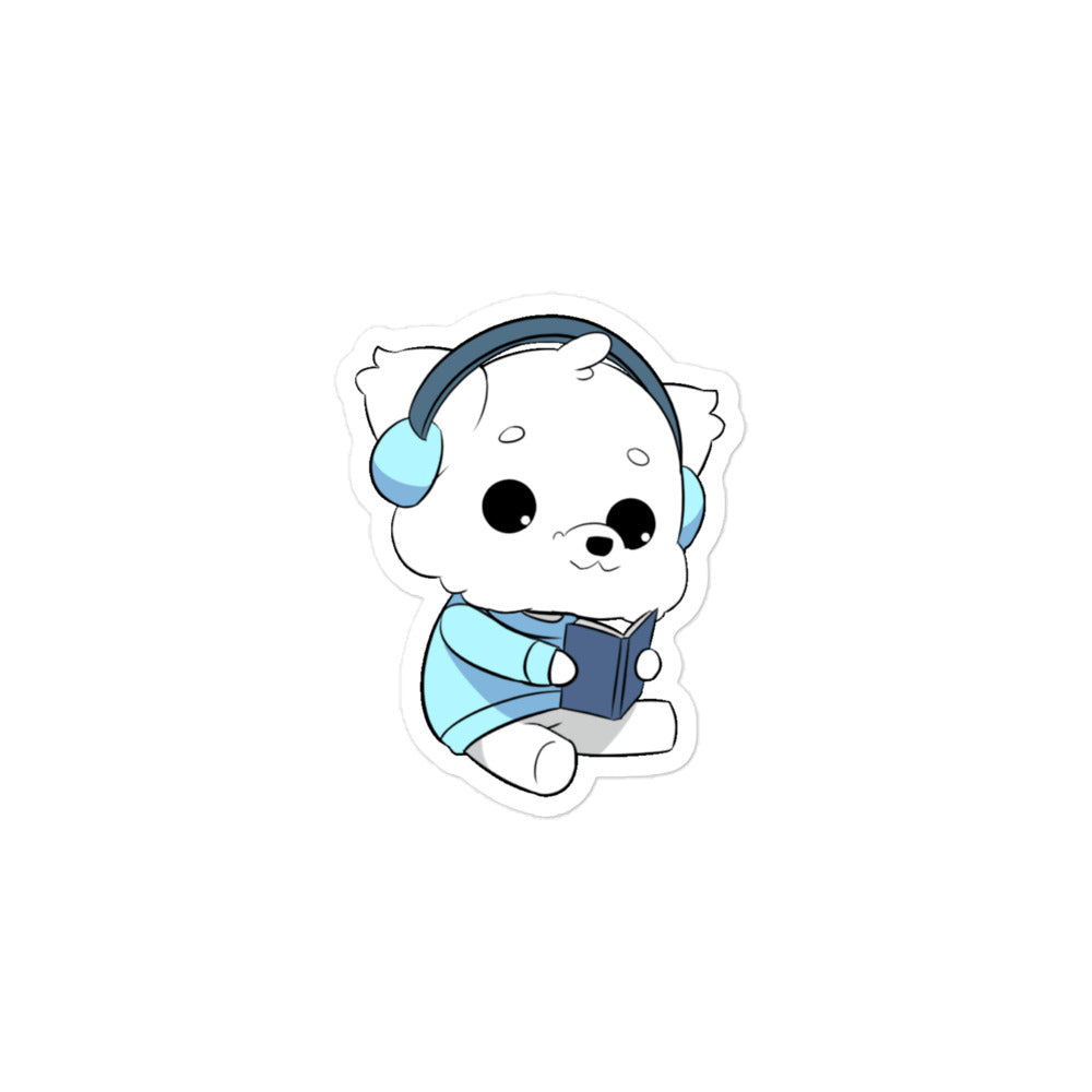 Lo-Fi Puppy Reading Bubble-Free Stickers