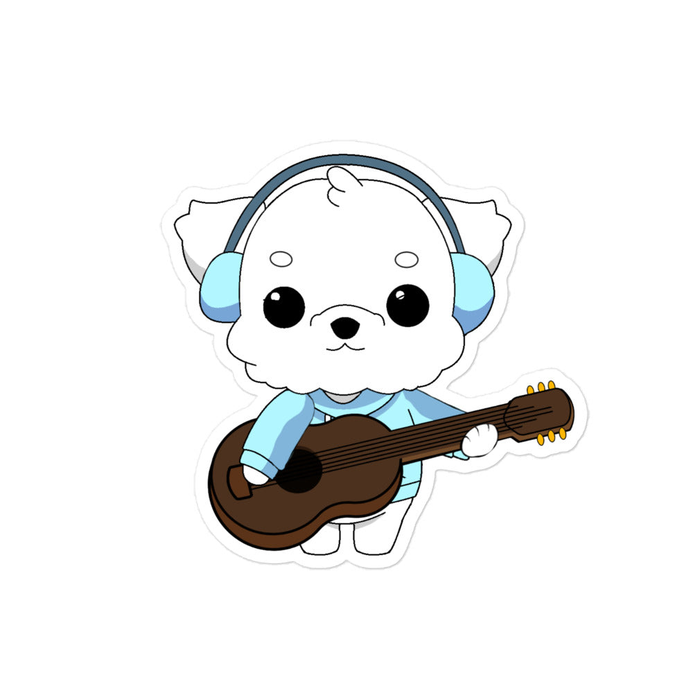 Lo-Fi Puppy Guitar Bubble-Free Stickers