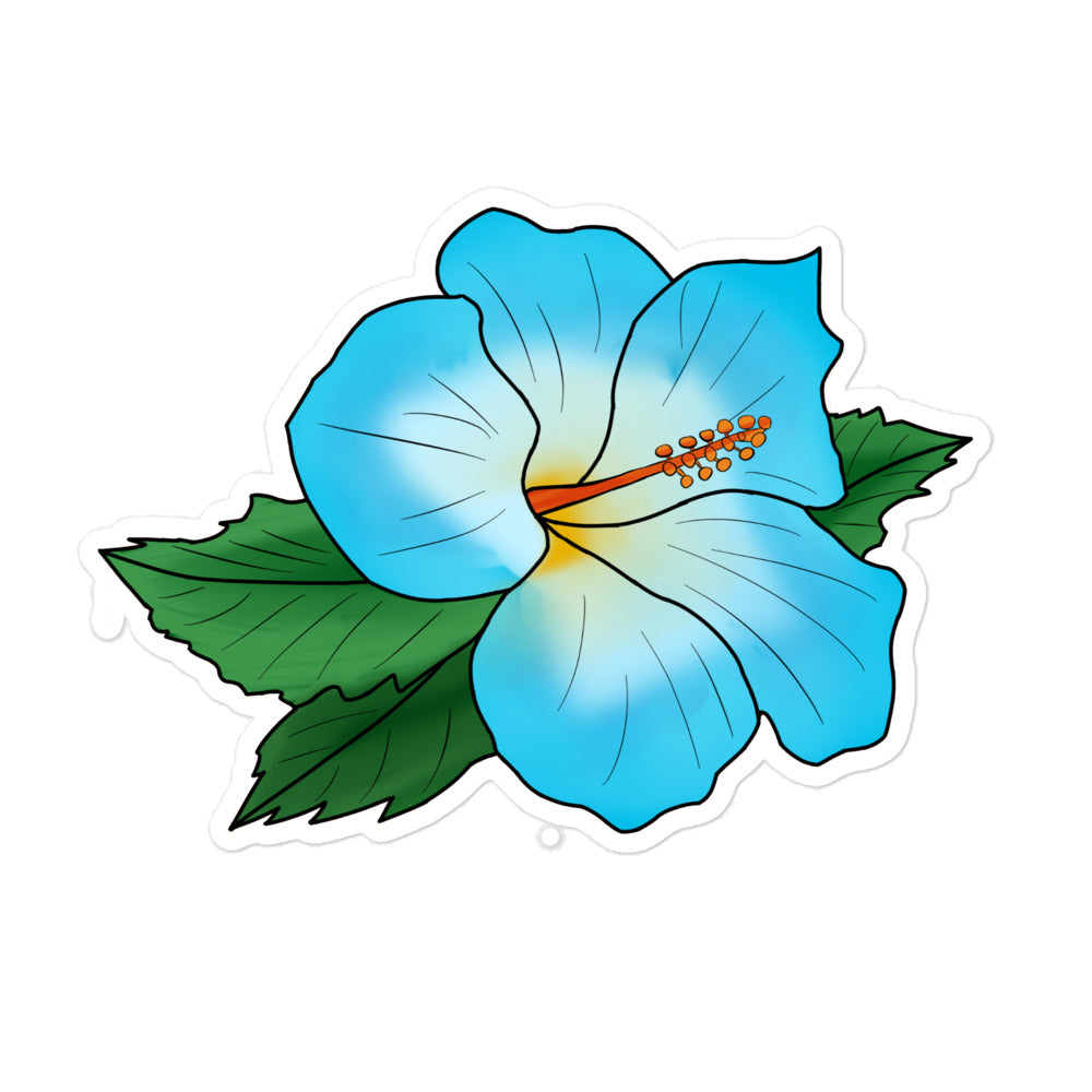 Blue Hibiscus Bubble-Free Stickers