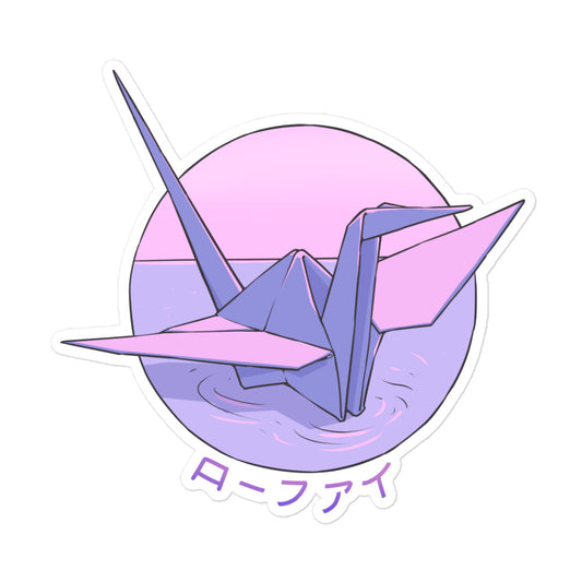 Lo-Fi Origami Crane Bubble-Free Stickers