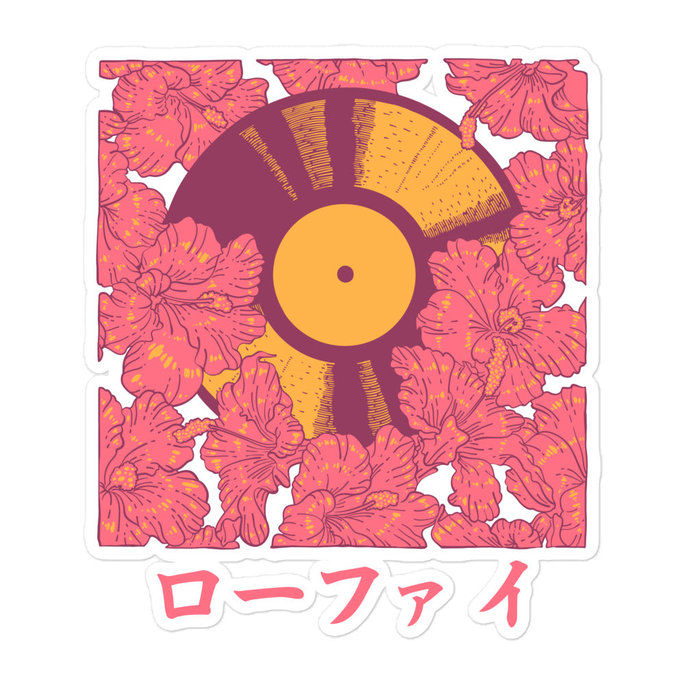 Hibiscus Vinyl Remix Bubble-Free Stickers