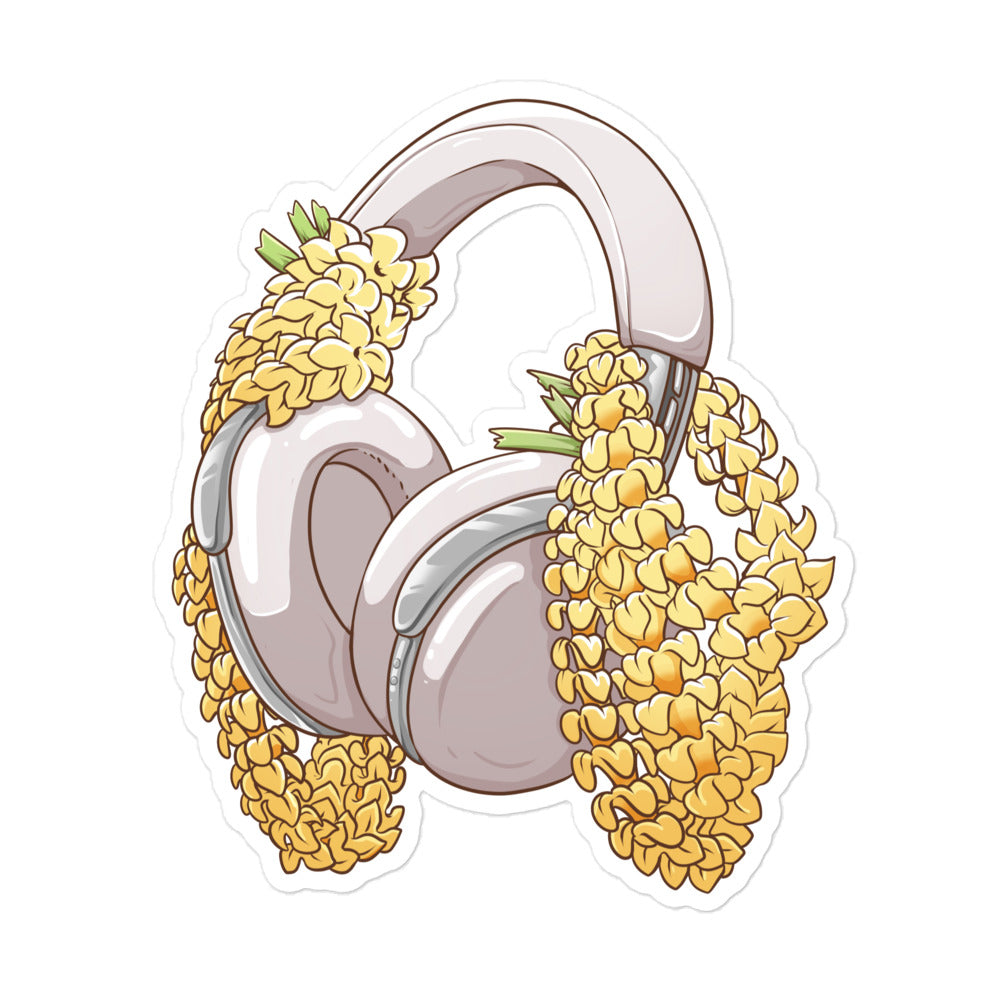 Puakenikeni Lei Headphones Bubble-Free Stickers