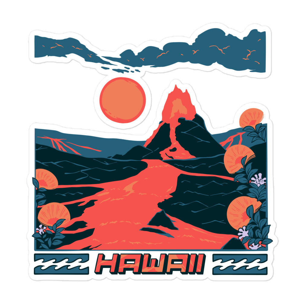 Volcano Hawaii Lava Bubble-Free Stickers