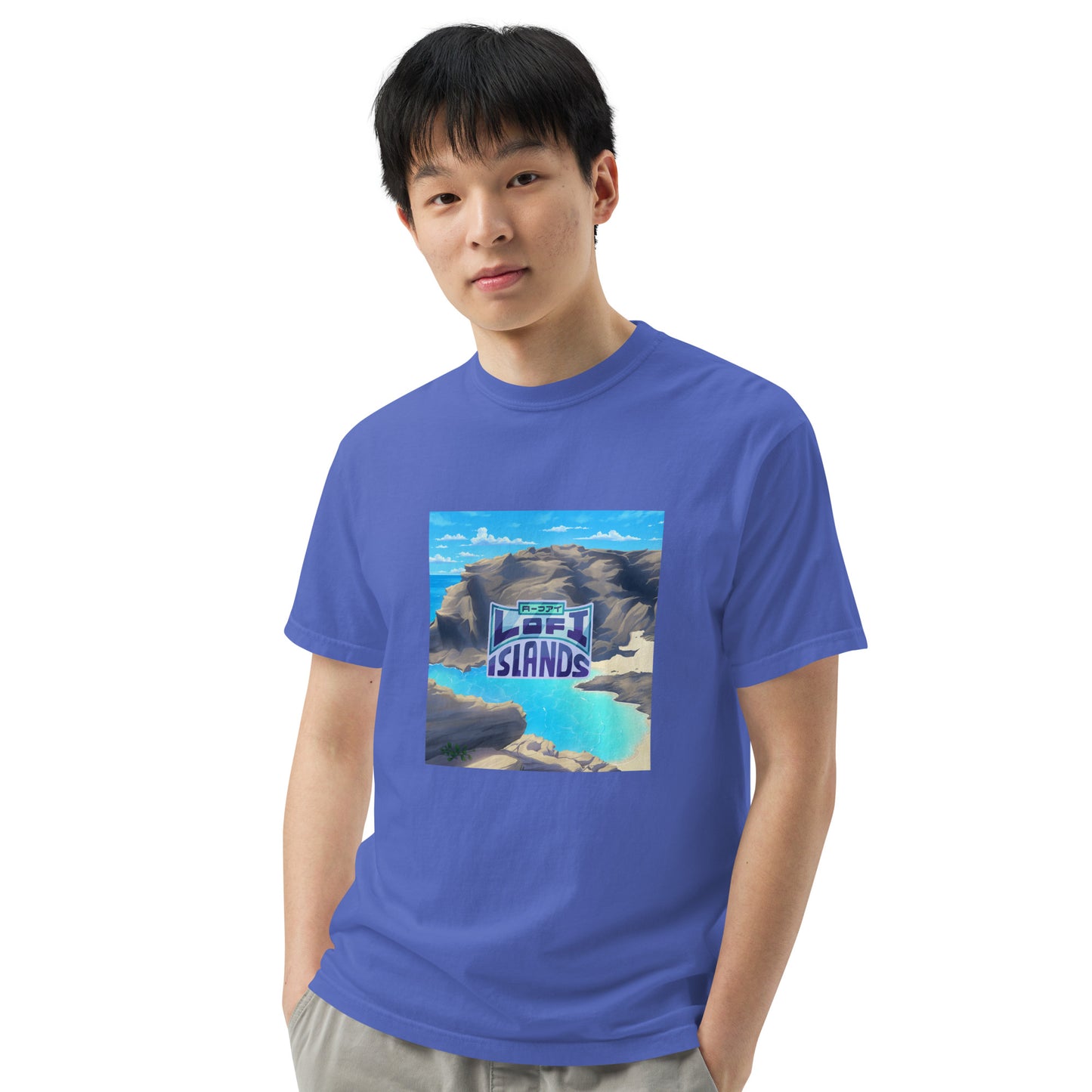 Halona Blowhole & Beach Cove Men’s Garment-Dyed Heavyweight T-Shirt