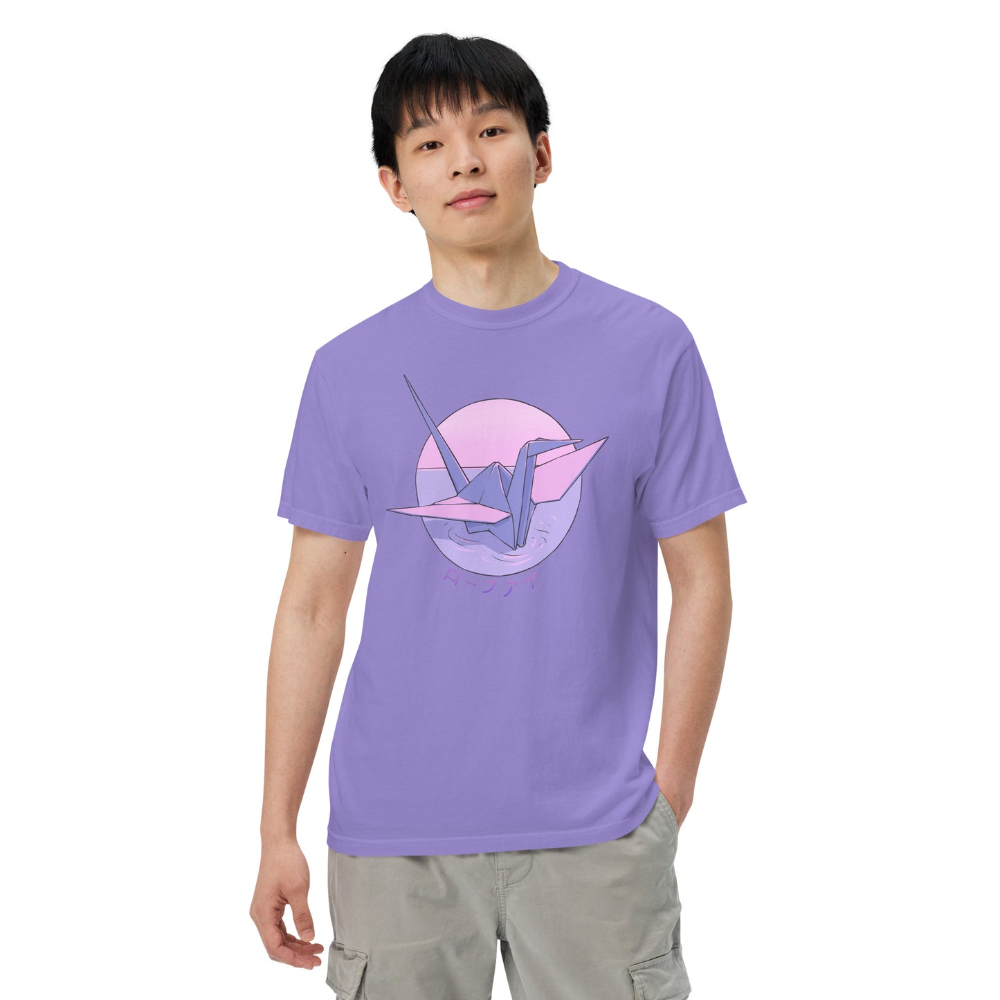 Origami Crane Men’s Garment-Dyed Heavyweight T-Shirt