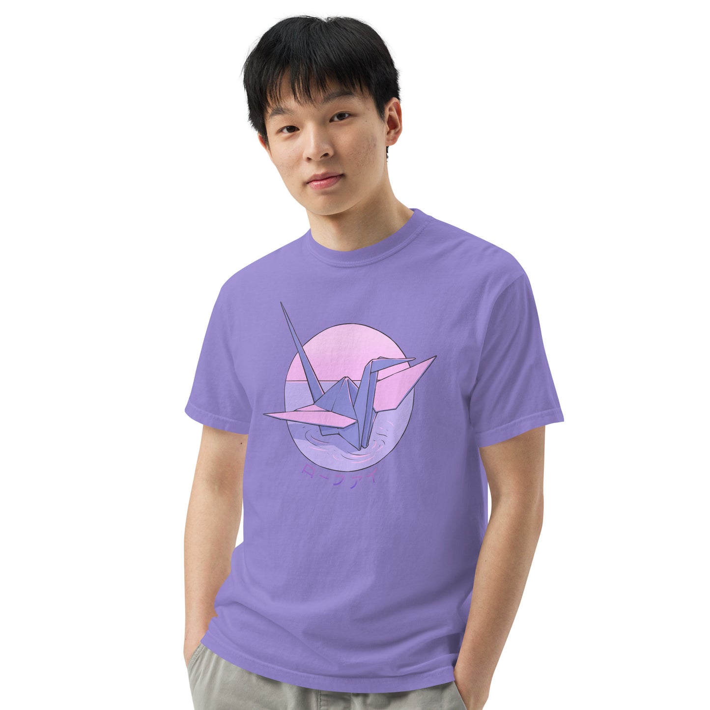 Origami Crane Men’s Garment-Dyed Heavyweight T-Shirt