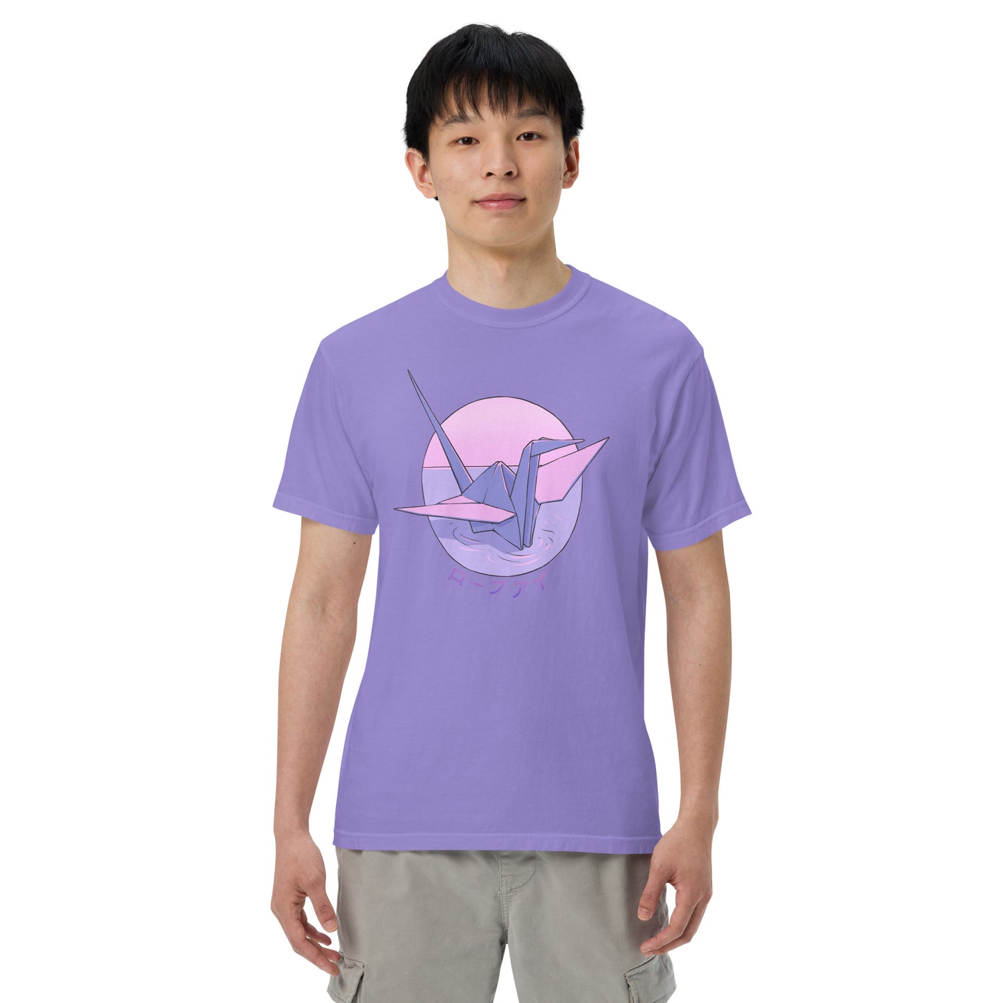 Origami Crane Men’s Garment-Dyed Heavyweight T-Shirt