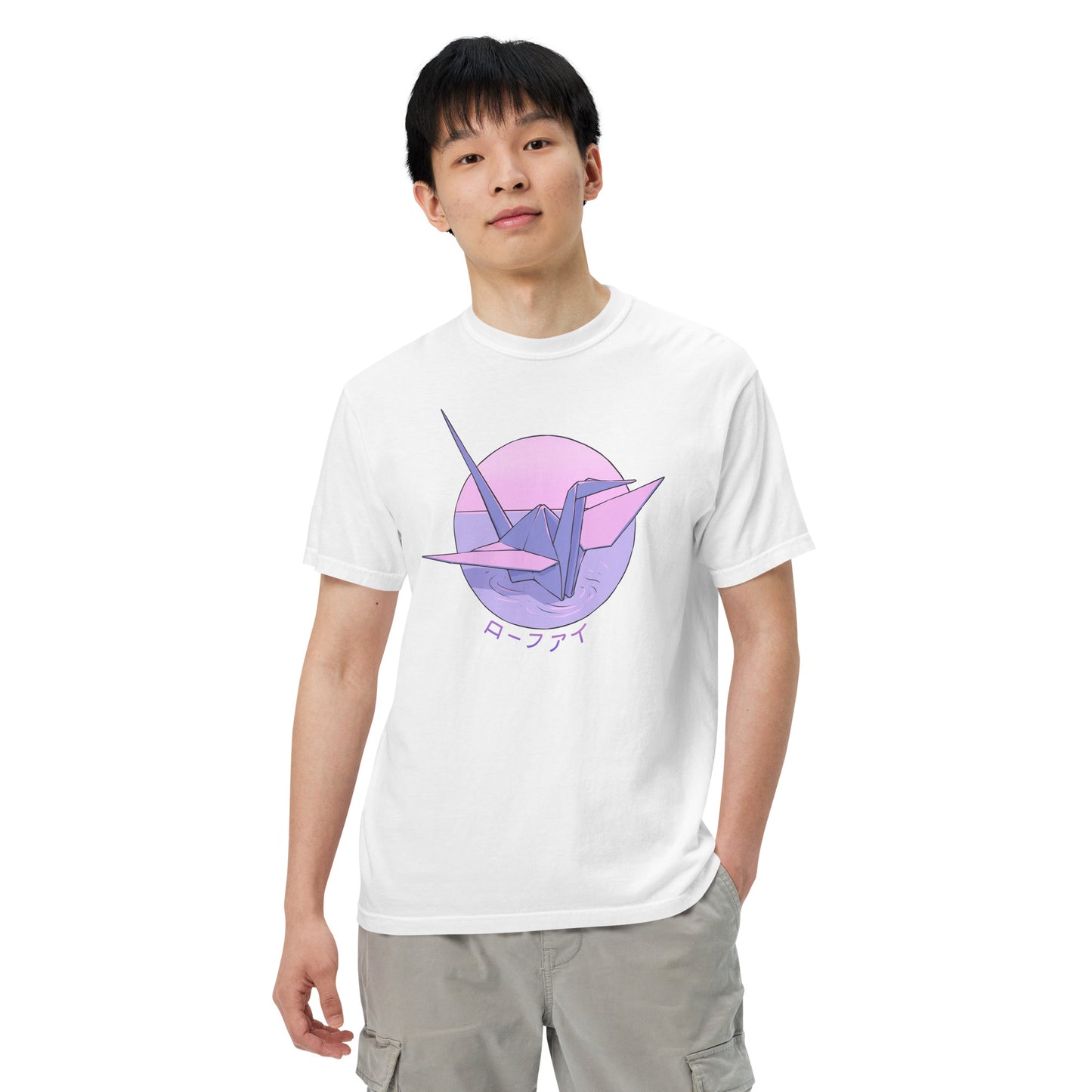 Origami Crane Men’s Garment-Dyed Heavyweight T-Shirt