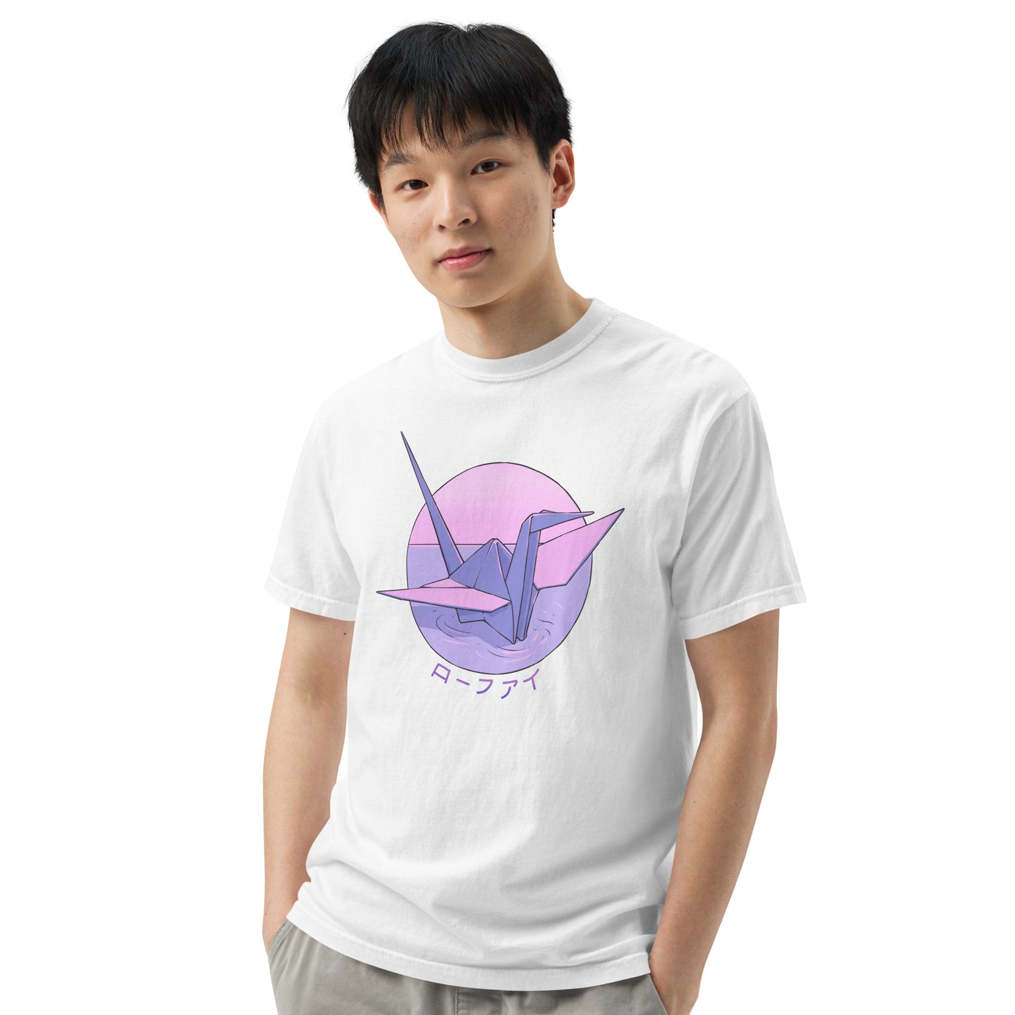 Origami Crane Men’s Garment-Dyed Heavyweight T-Shirt