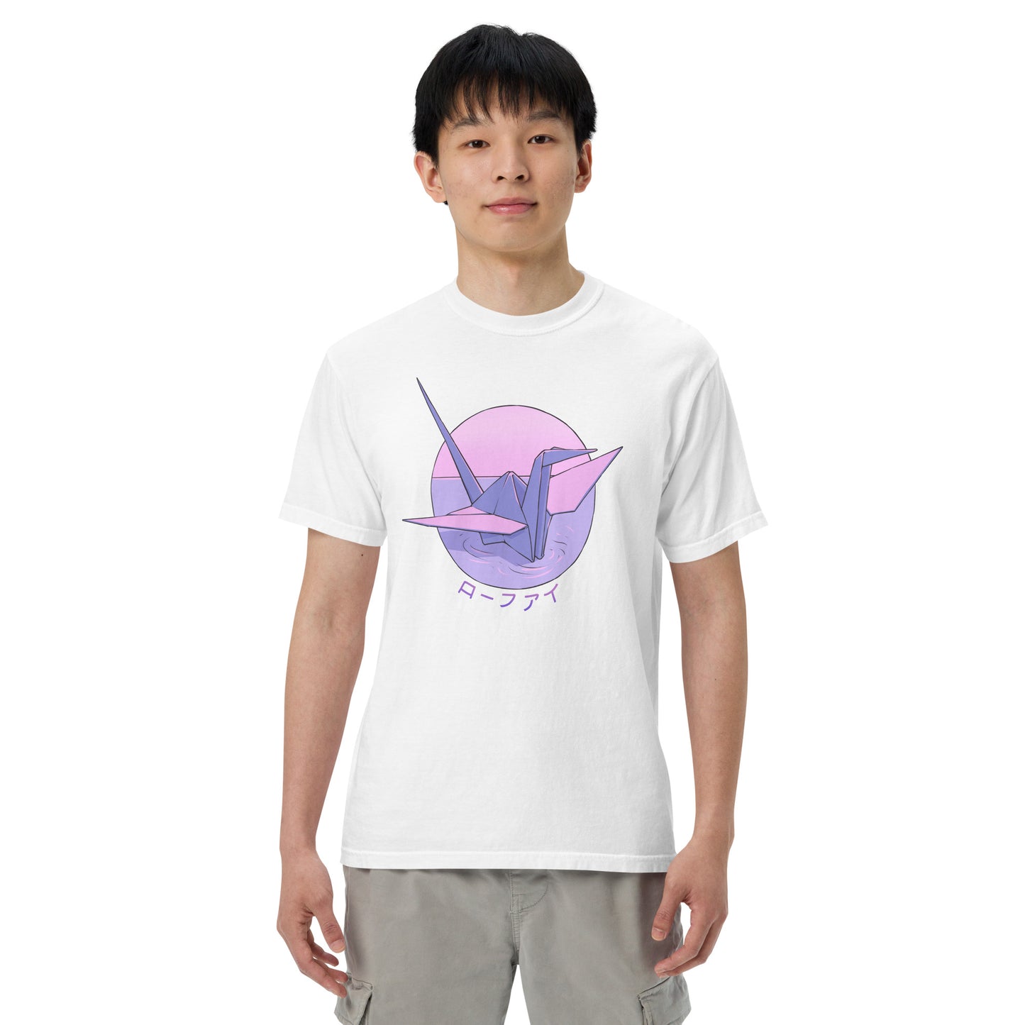 Origami Crane Men’s Garment-Dyed Heavyweight T-Shirt