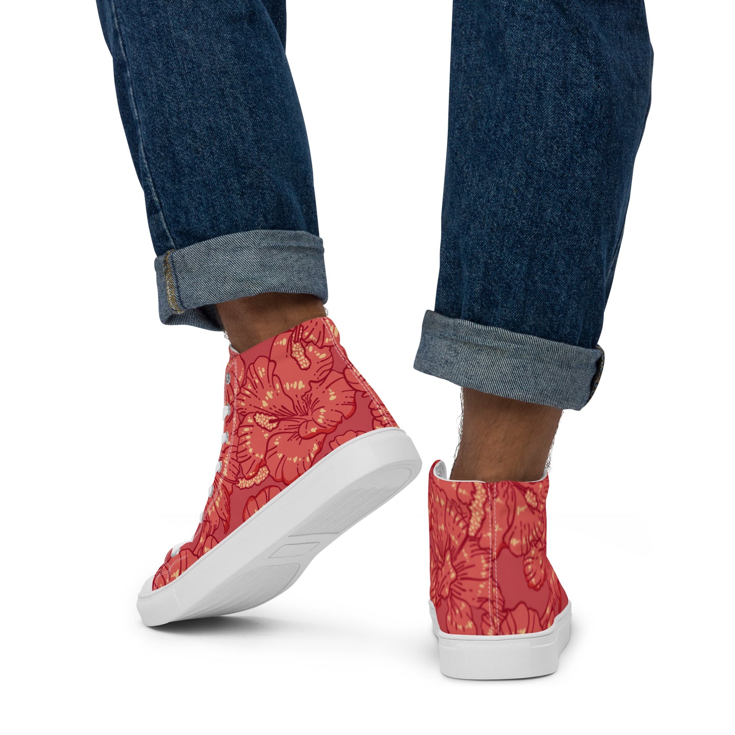 Red Hibiscus Men’s High Top Shoes