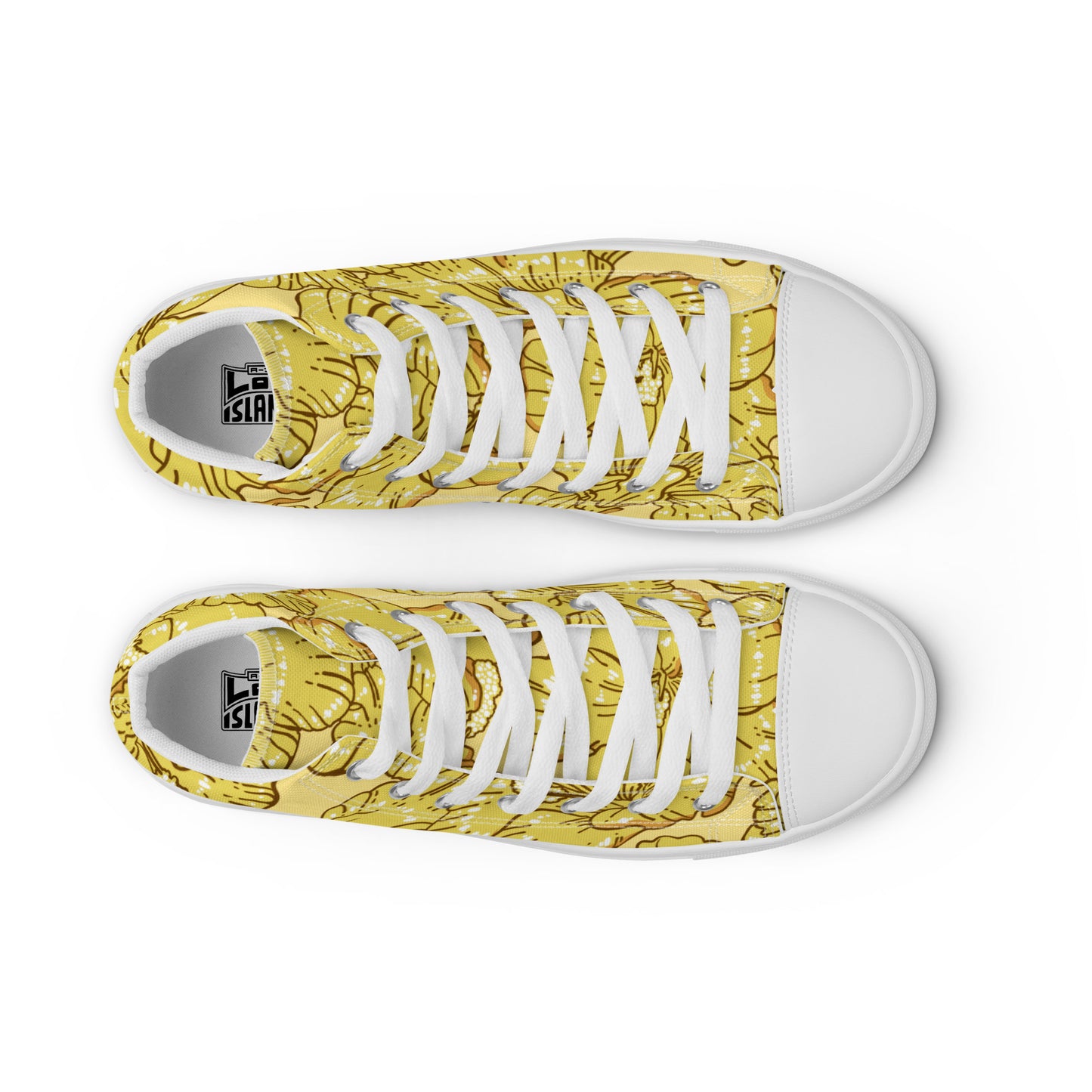 Gold Hibiscus Men’s High Top Shoes