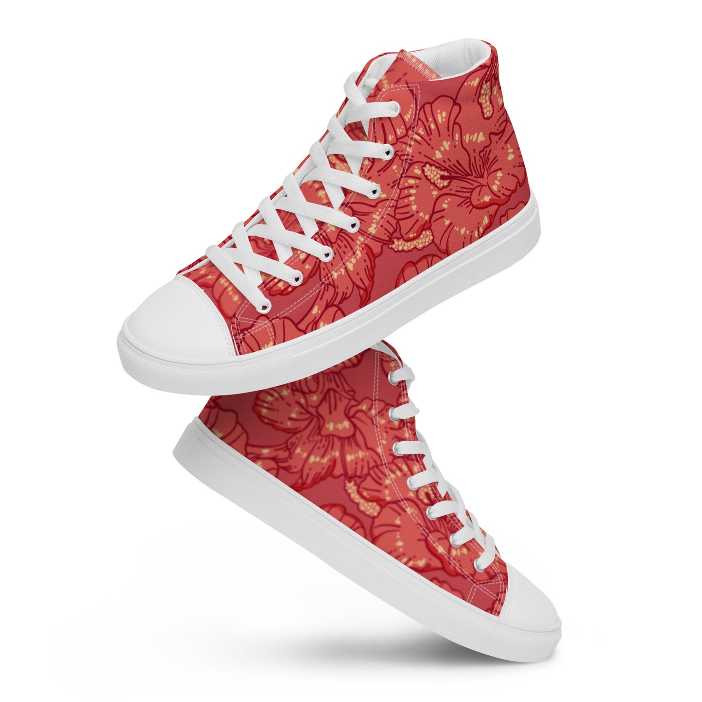 Red Hibiscus Men’s High Top Shoes