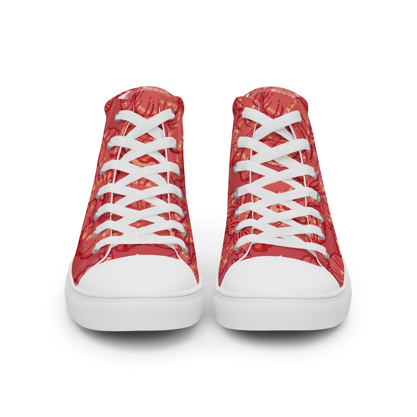 Red Hibiscus Men’s High Top Shoes