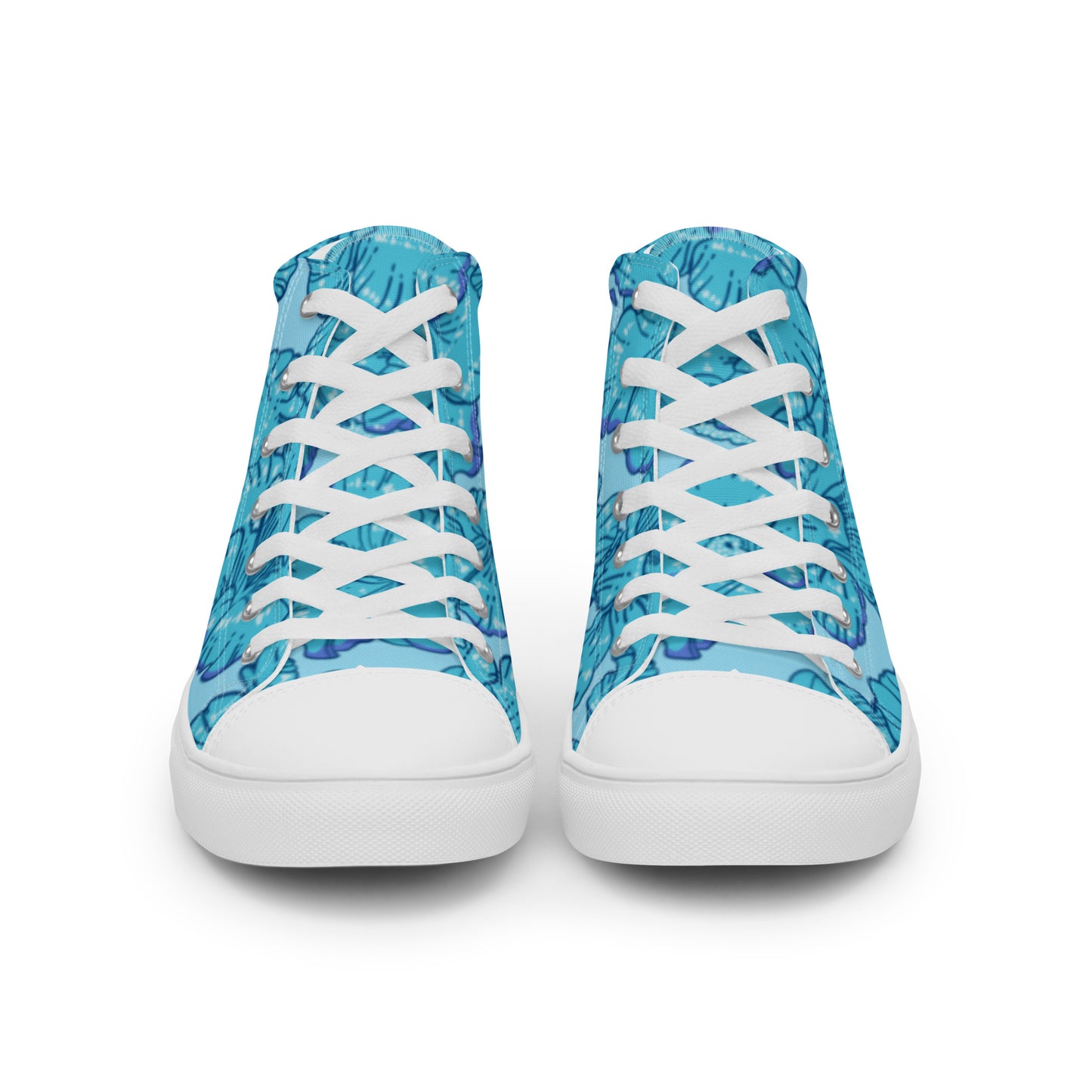 Blue Hibiscus Men’s High Top Canvas Shoes