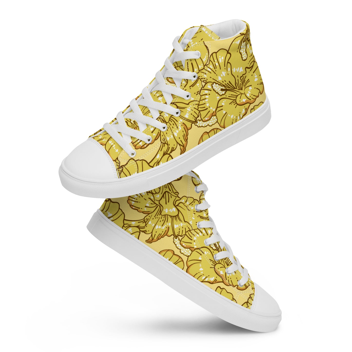 Gold Hibiscus Men’s High Top Shoes