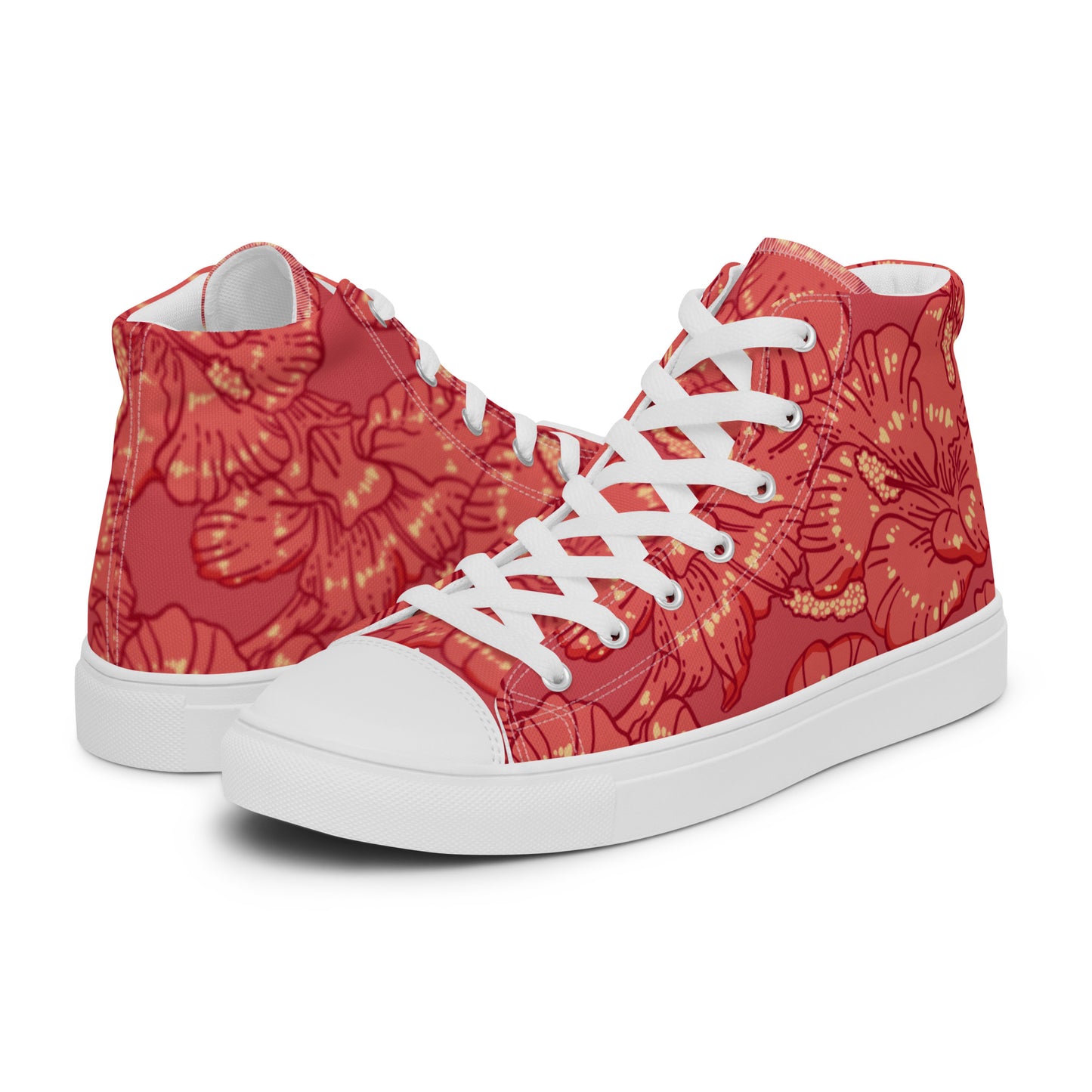 Red Hibiscus Men’s High Top Shoes