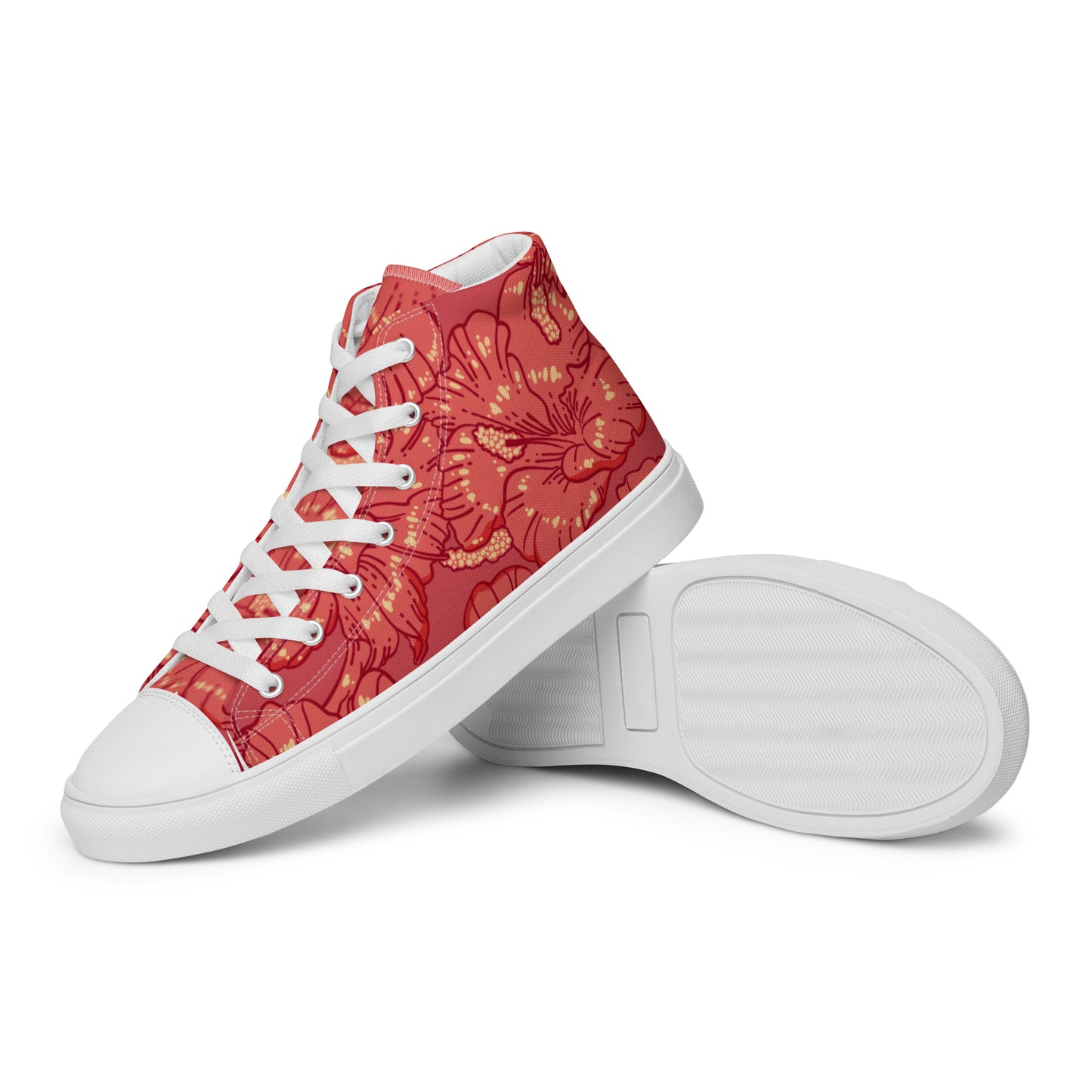 Red Hibiscus Men’s High Top Shoes