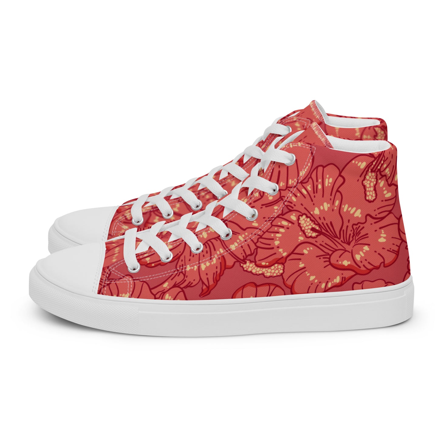 Red Hibiscus Men’s High Top Shoes