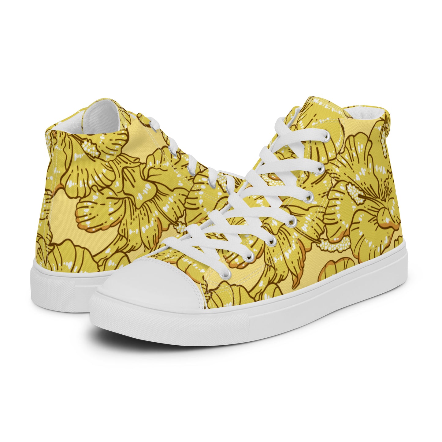 Gold Hibiscus Men’s High Top Shoes